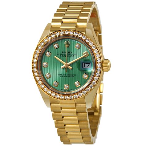 green rolex for women|Rolex watch with green face.